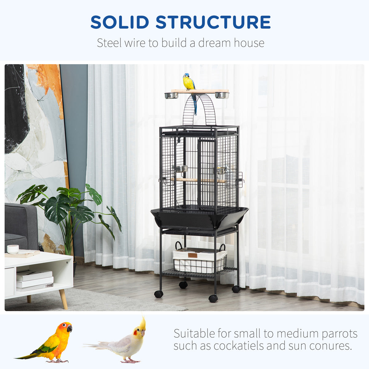 156cm bird cage with open play top – image 2