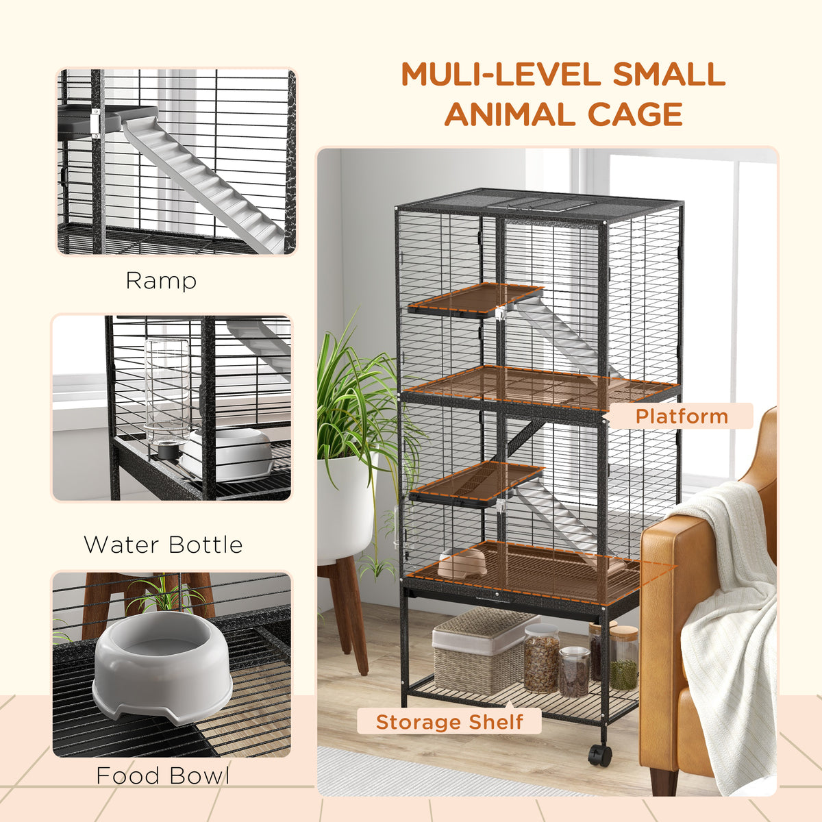 Wheeled small animal cage – image 4