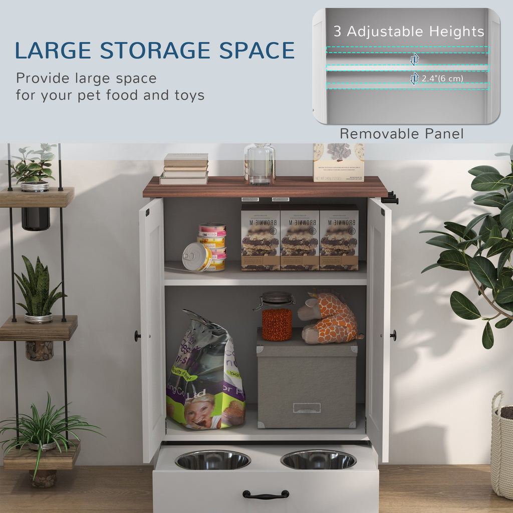 PawHut Feeding Storage Station with Hooks – White – product view 5