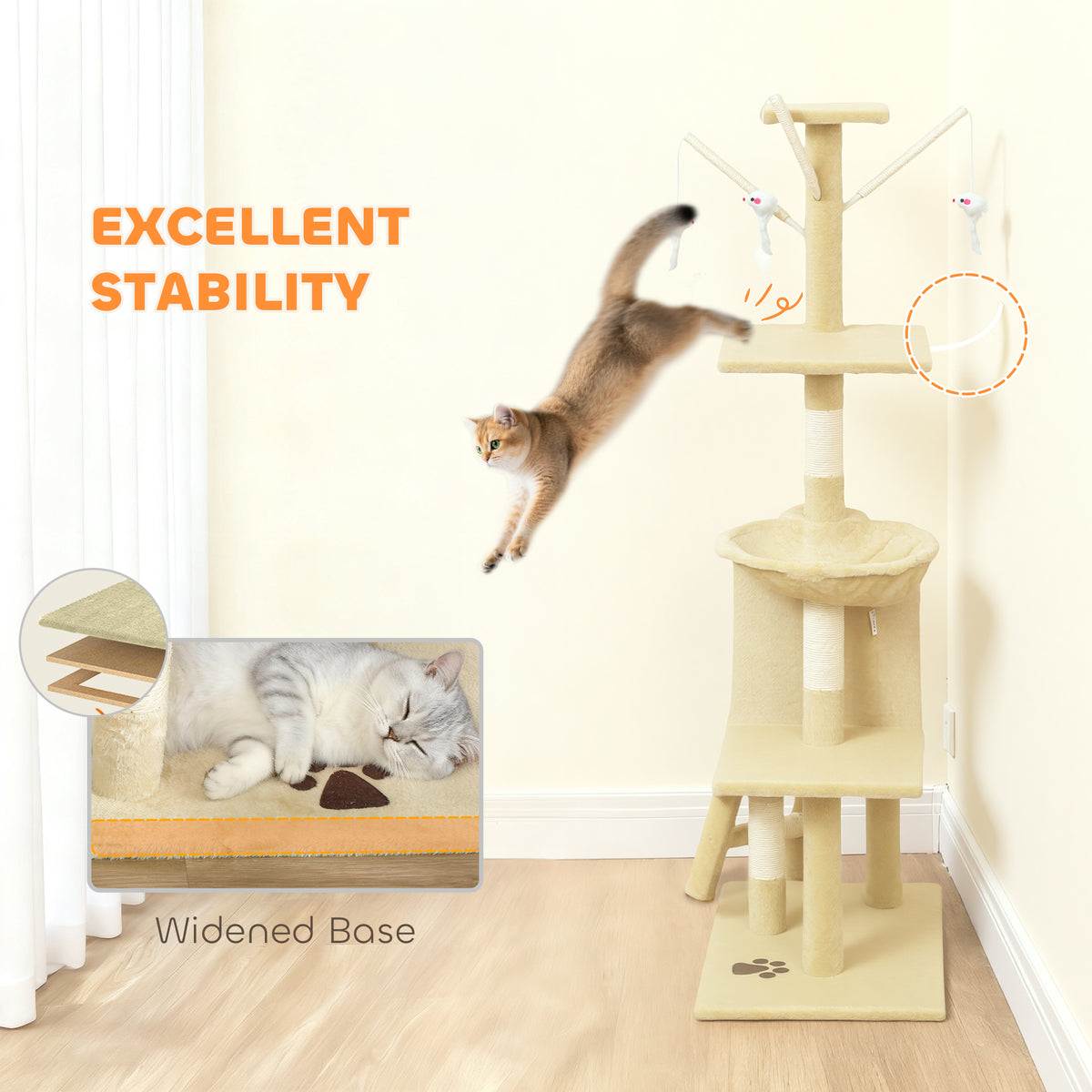 Beige multi-level cat tree – image 3
