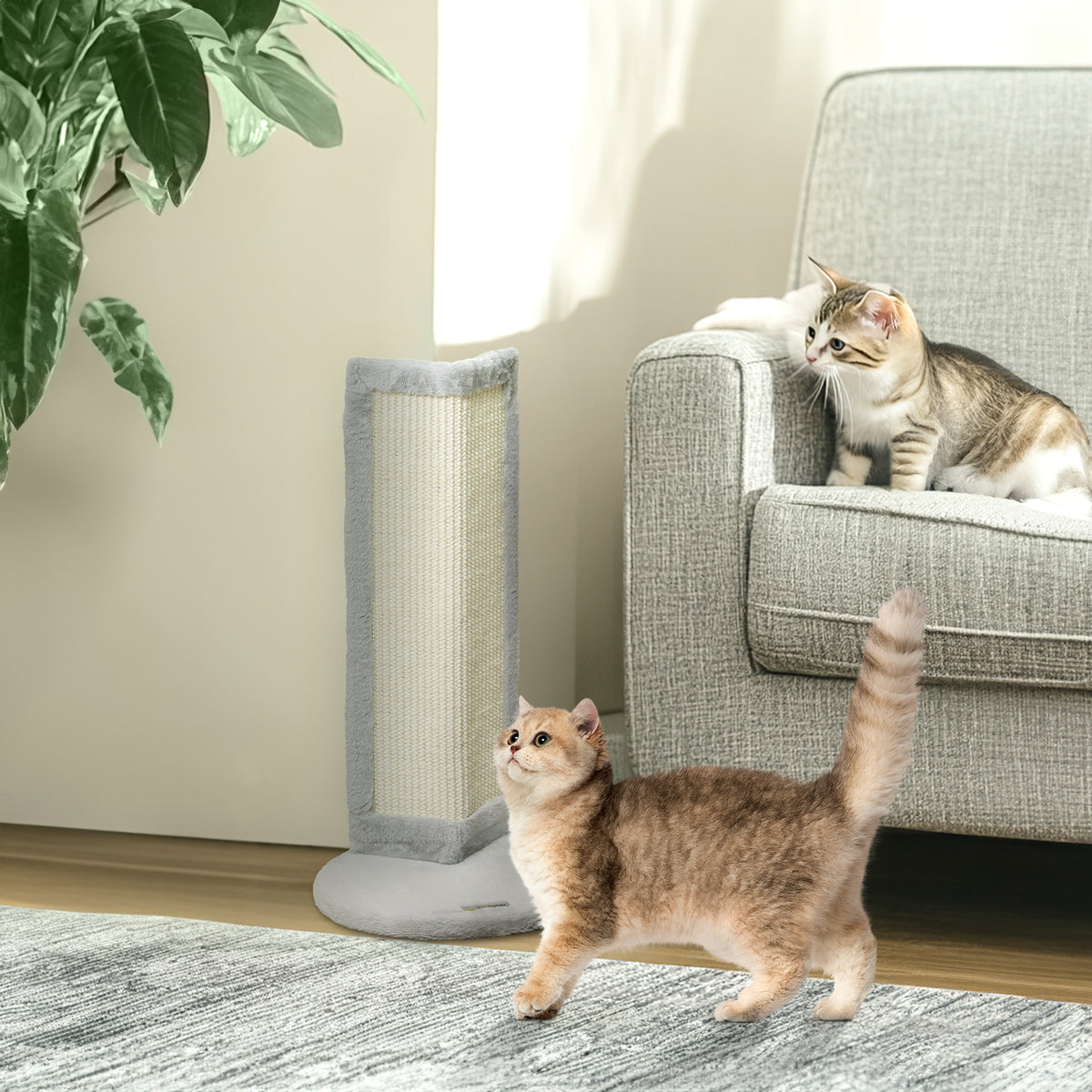 PawHut Corner Cat Scratching Post – Grey, 56cm – product view 2