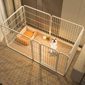 Six-Panel Dog Playpen with Gate – White – product view 1