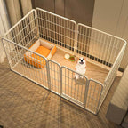 Six-Panel Dog Playpen with Gate – White – product view 1