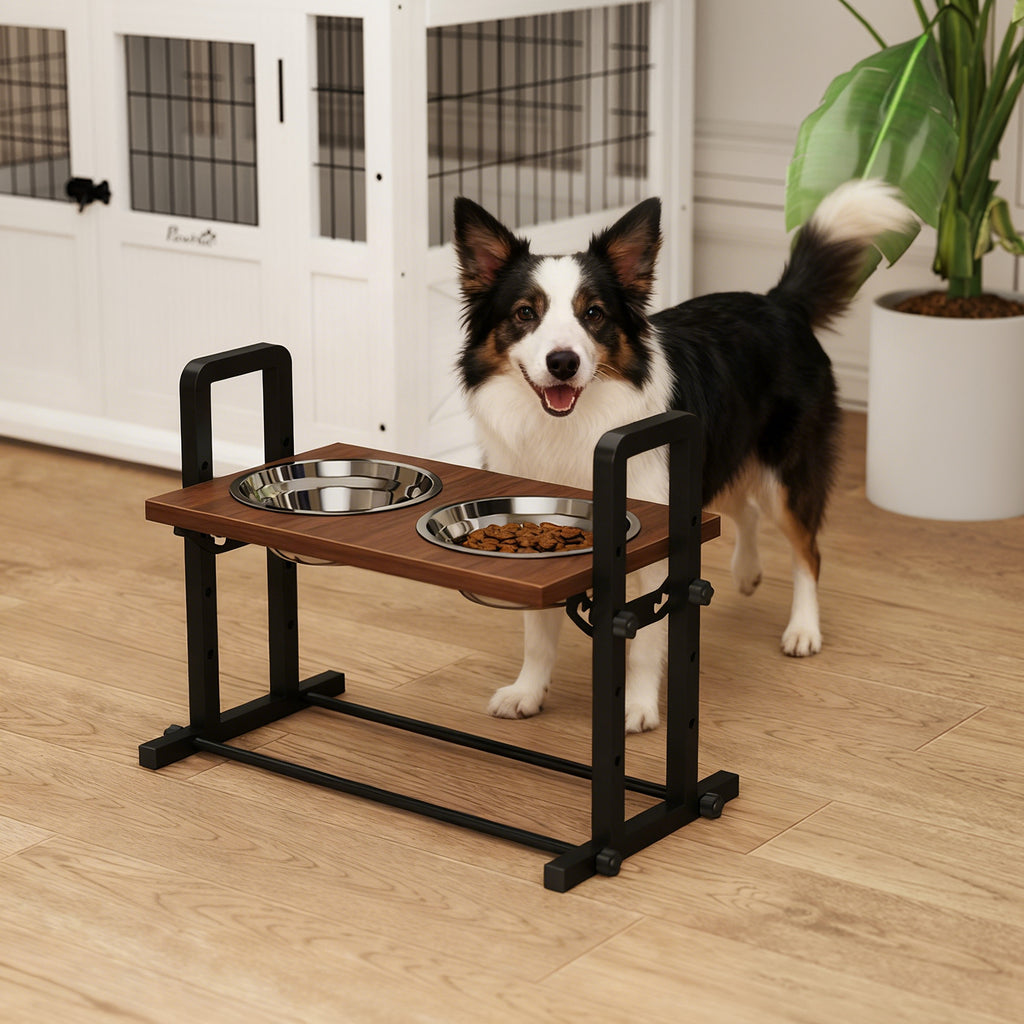 PawHut Adjustable Raised Dog Bowls – Four Heights – product view 2