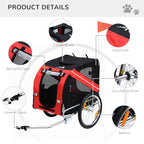 PawHut Dog Bicycle Trailer – Red & Black – product view 4