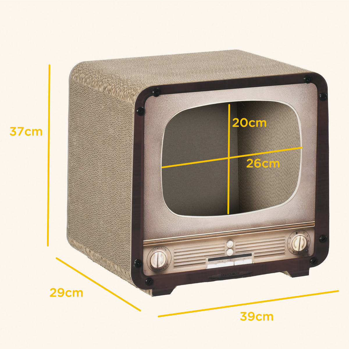 PawHut TV-Shaped Cardboard Cat House & Scratcher – product view 3