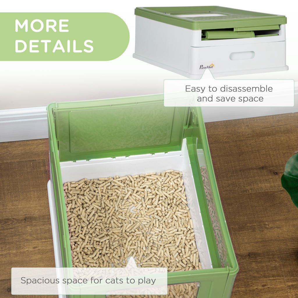 Green hooded cat litter box – image 3