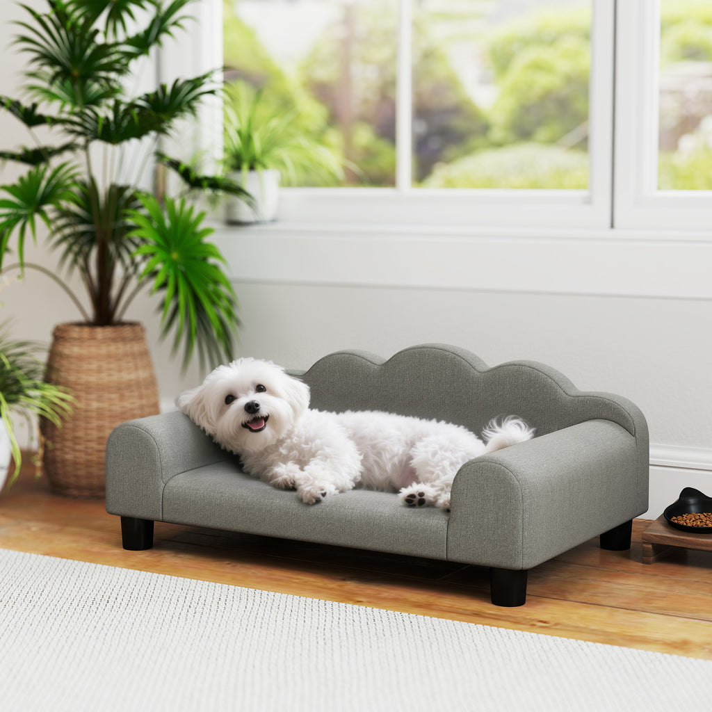 PawHut Small Dog Sofa with Armrests – Grey – product view 2
