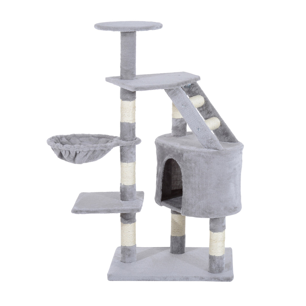 PawHut Cat Tree with Condo & Basket – Grey, 125cm – product view 1