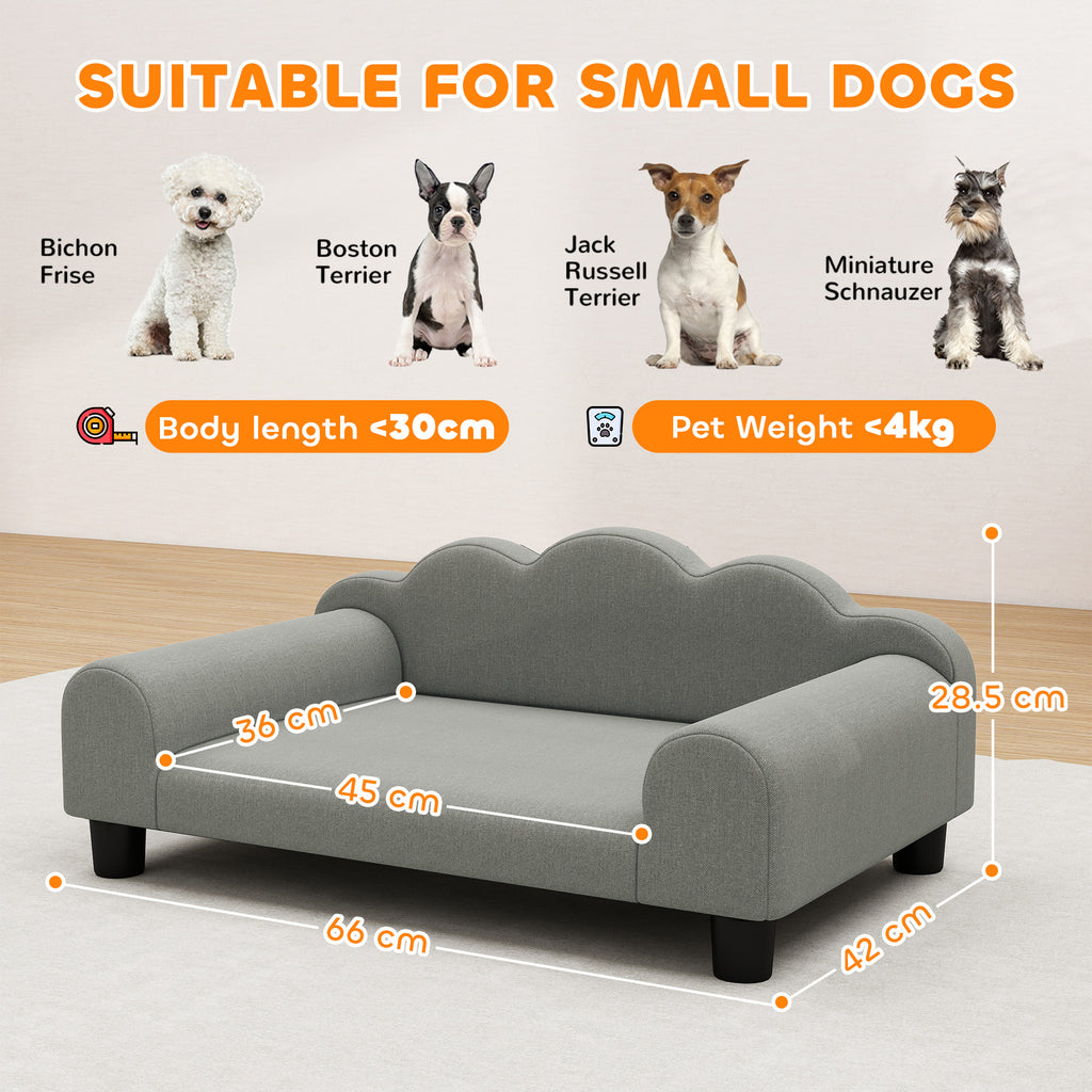 PawHut Small Dog Sofa with Armrests – Grey – product view 3