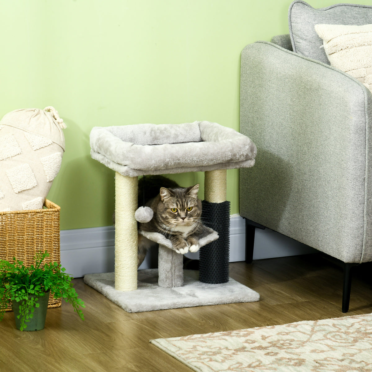 PawHut Cat Tree with Bed & Grooming Brush – 48cm – product view 2