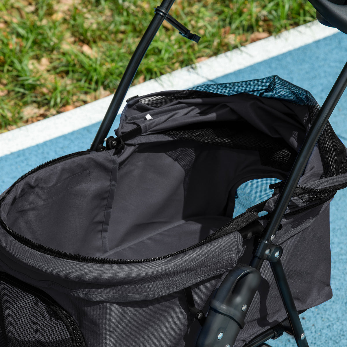 Four-wheel folding dog stroller – black – image 2