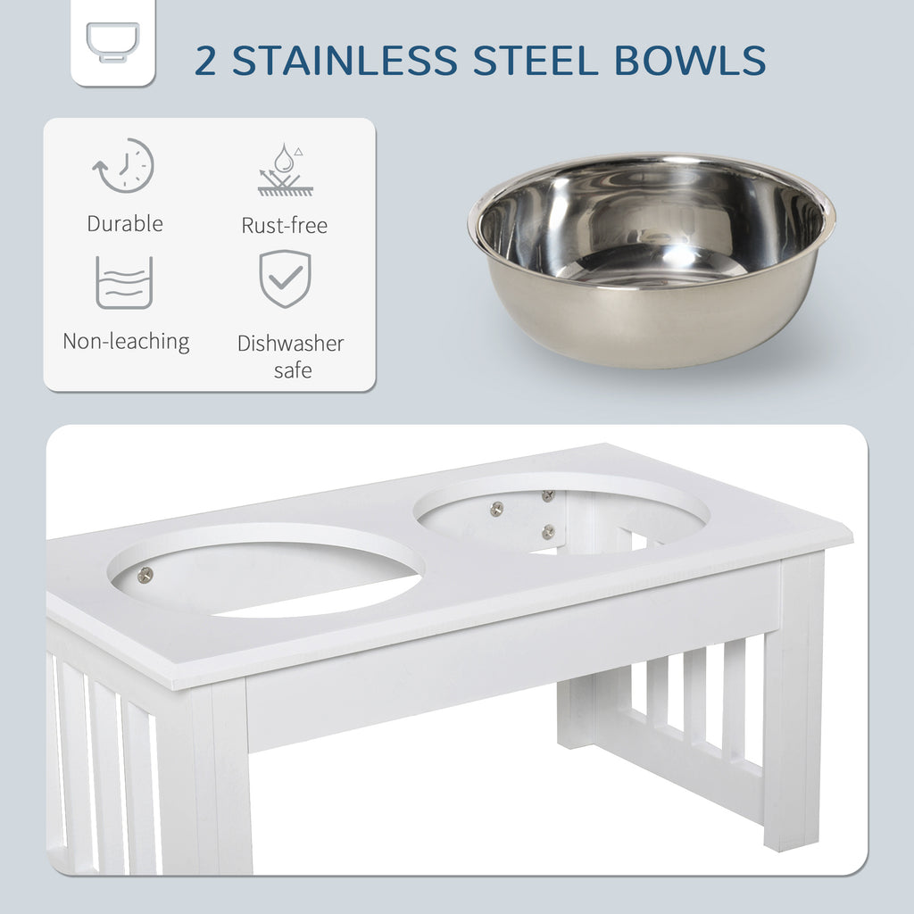 PawHut Twin Raised Pet Bowls – White, 44cm – product view 5