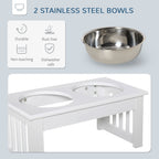 PawHut Twin Raised Pet Bowls – White, 44cm – product view 5