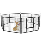 PawHut Eight-Panel Metal Dog Playpen – Grey – product view 1
