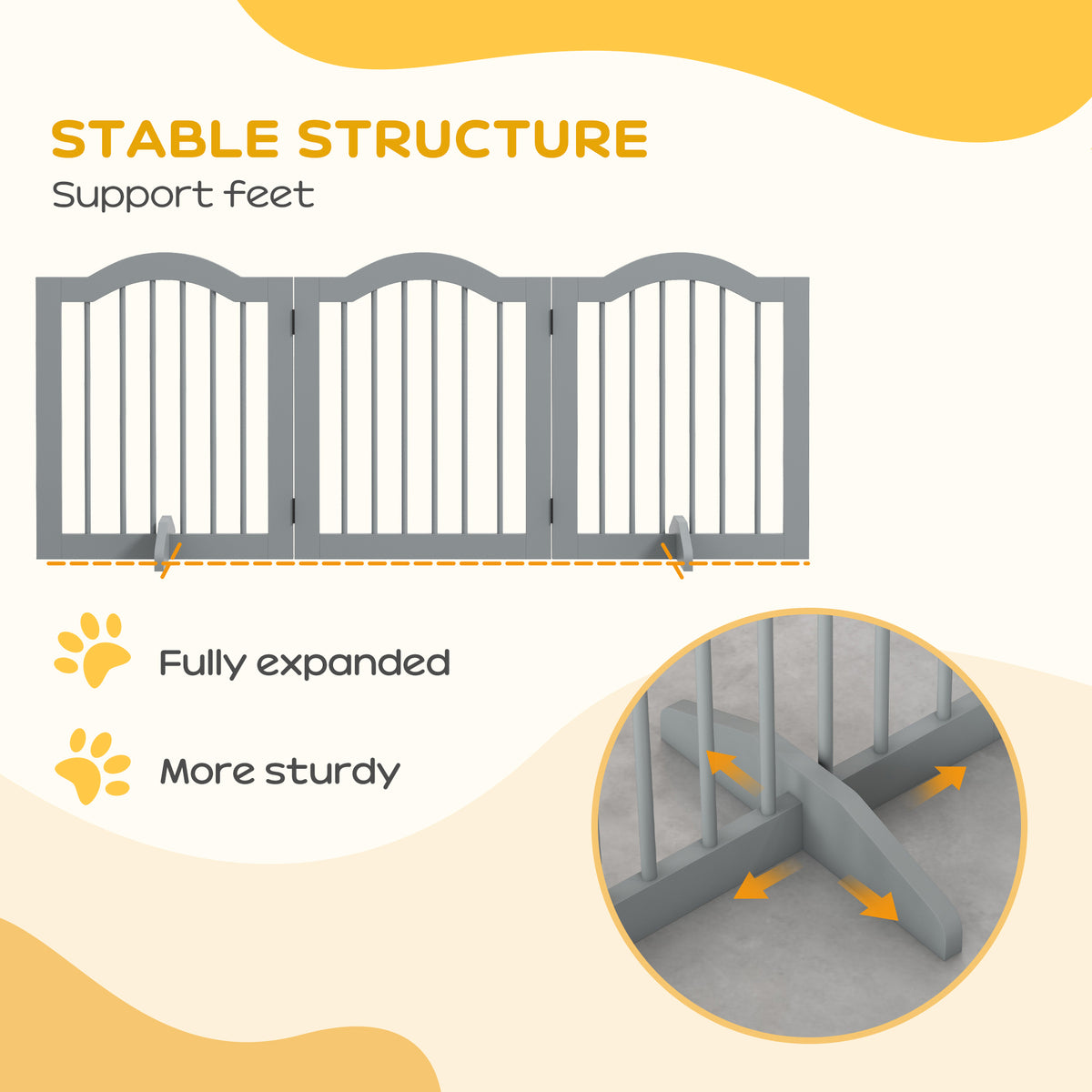 Three-panel freestanding wooden dog gate – image 2
