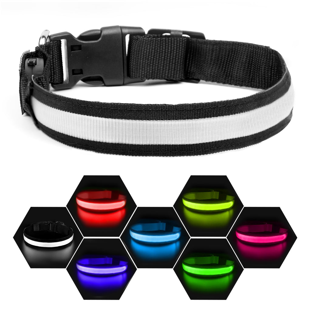 Rechargeable LED Dog Collar – Red, Medium – product view 3