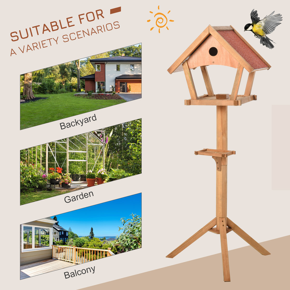 Freestanding wooden bird table – image 3