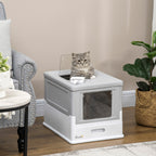 PawHut Hooded Cat Litter Box & Scoop – Grey – product view 2