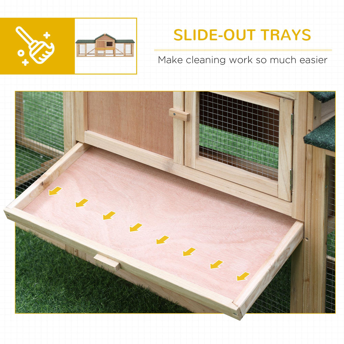 Two-storey wooden rabbit hutch with run – image 3