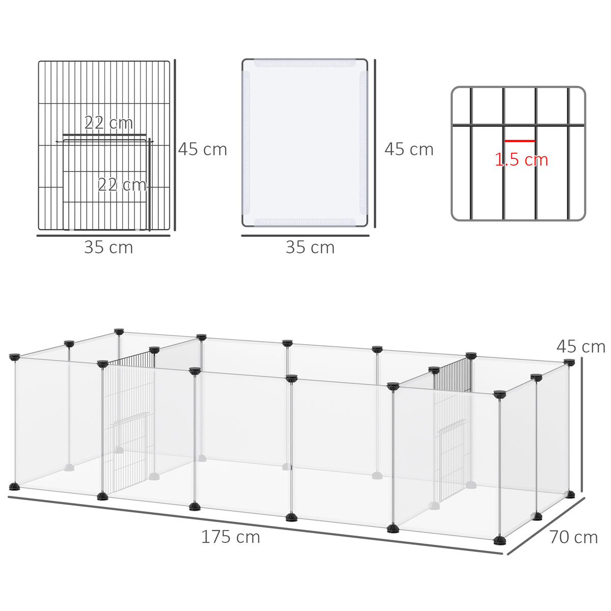 PawHut 18-Panel Small Pet Playpen – White – product view 3