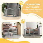 Three-panel freestanding wooden dog gate – image 1