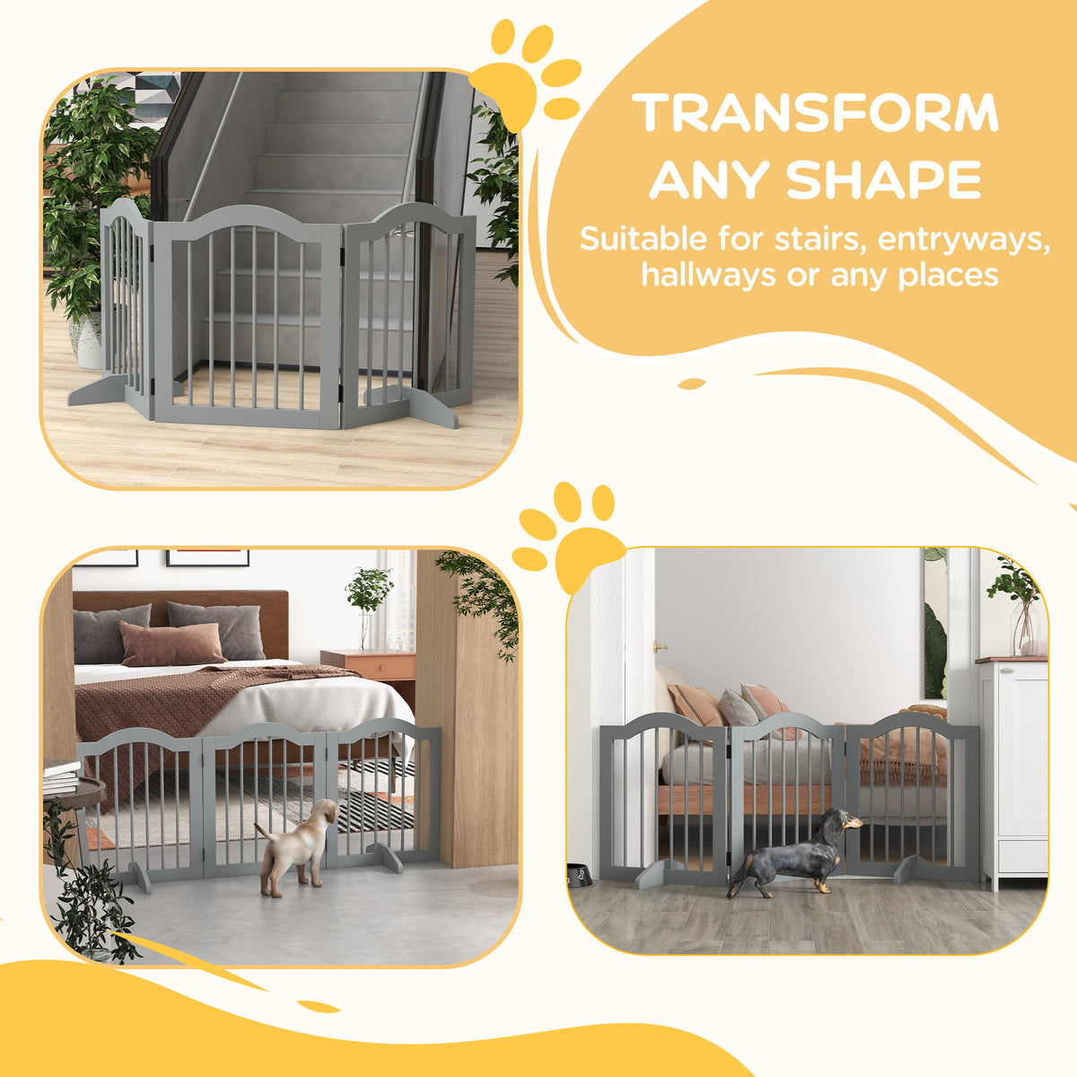 Three-panel freestanding wooden dog gate – image 1
