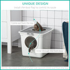 PawHut enclosed cat litter box white – image 4