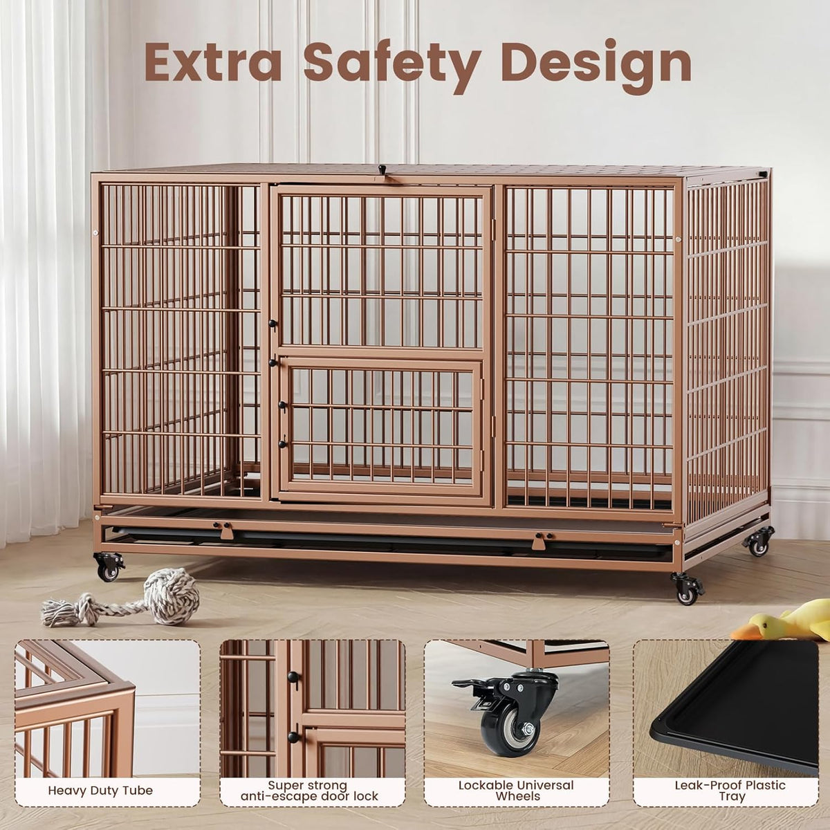 Metal dog crate with wheels – image 5