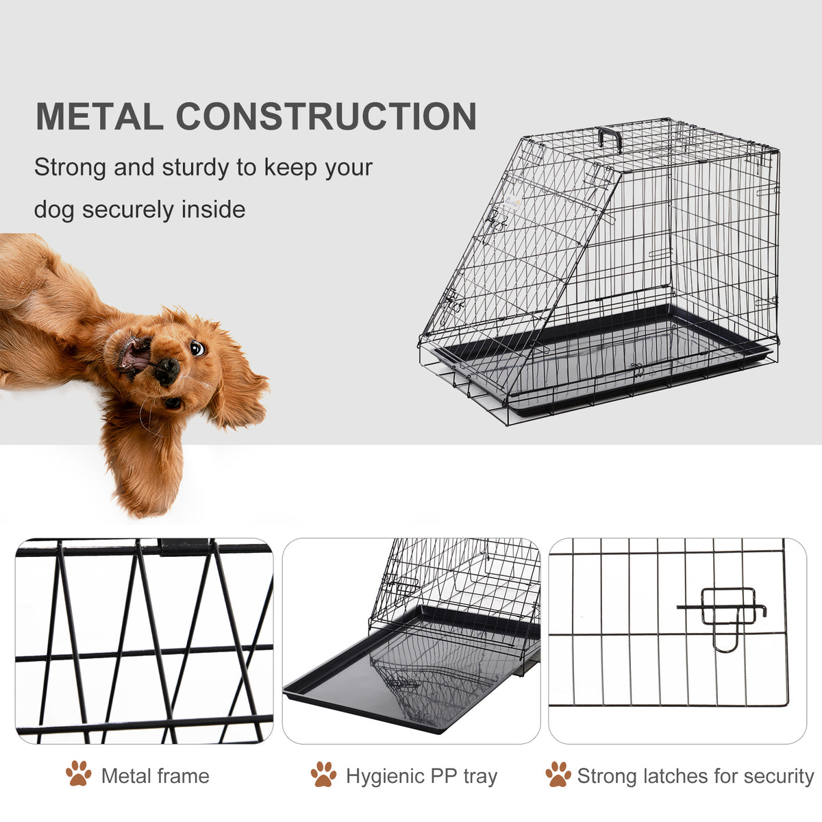 PawHut Folding Trapeze Dog Crate – 93cm – product view 5