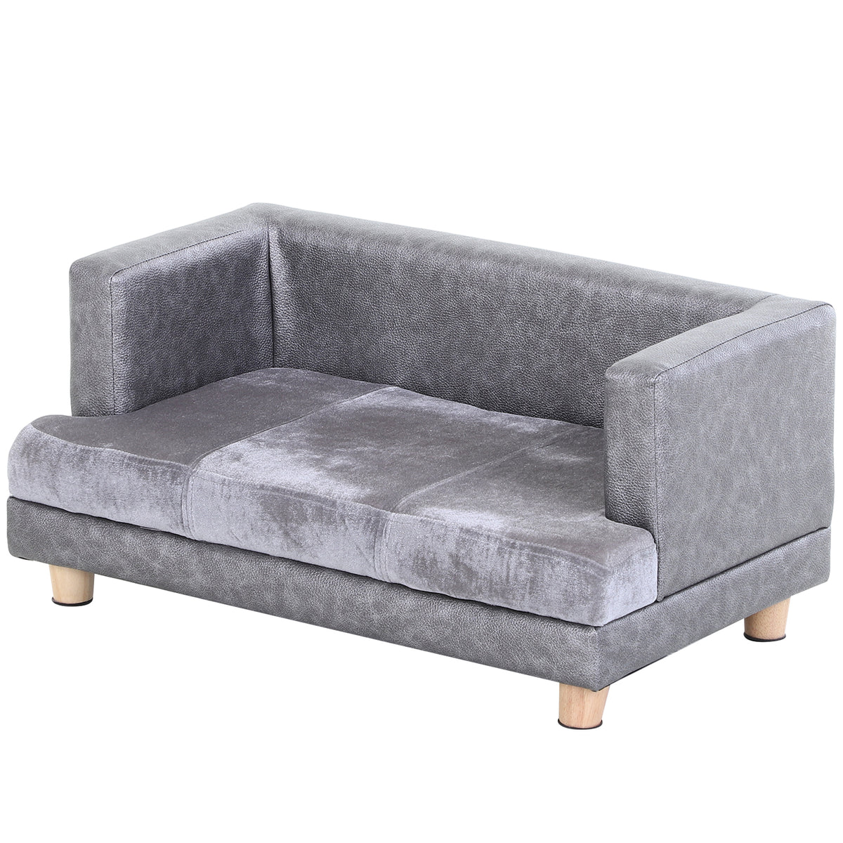 PawHut PU Pet Sofa with Padded Seat – Grey – product view 1