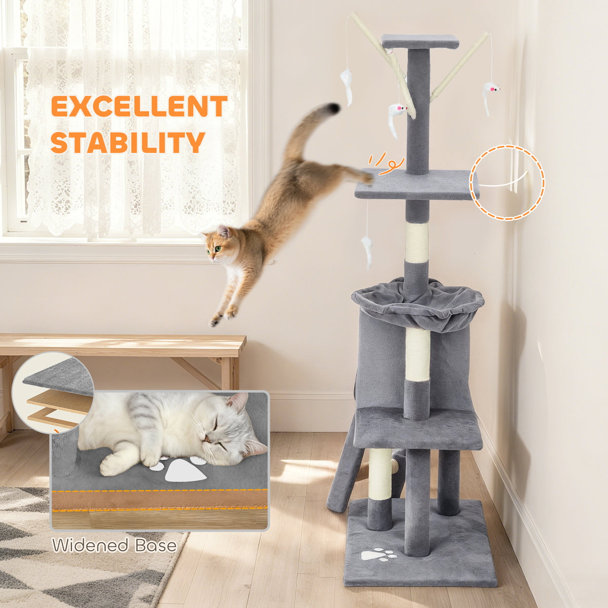 Grey multi-level cat tree – image 3