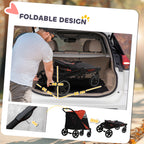 Folding dog stroller – red – image 3