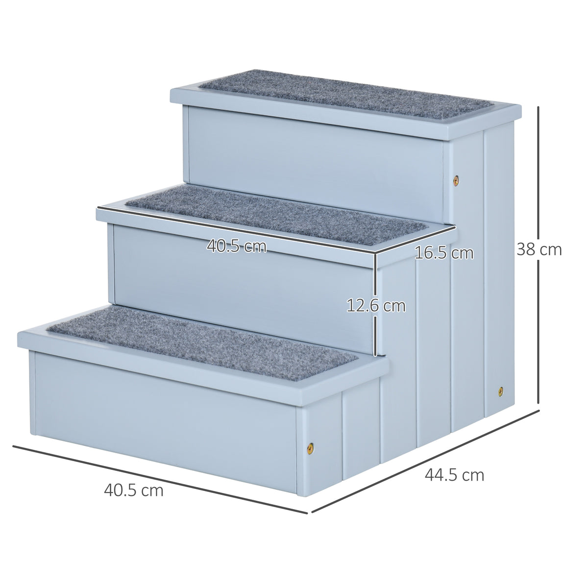 PawHut Wooden Pet Steps with Storage – Grey – product view 3