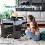PawHut Folding Mesh Pet Playpen – Grey – product view 5