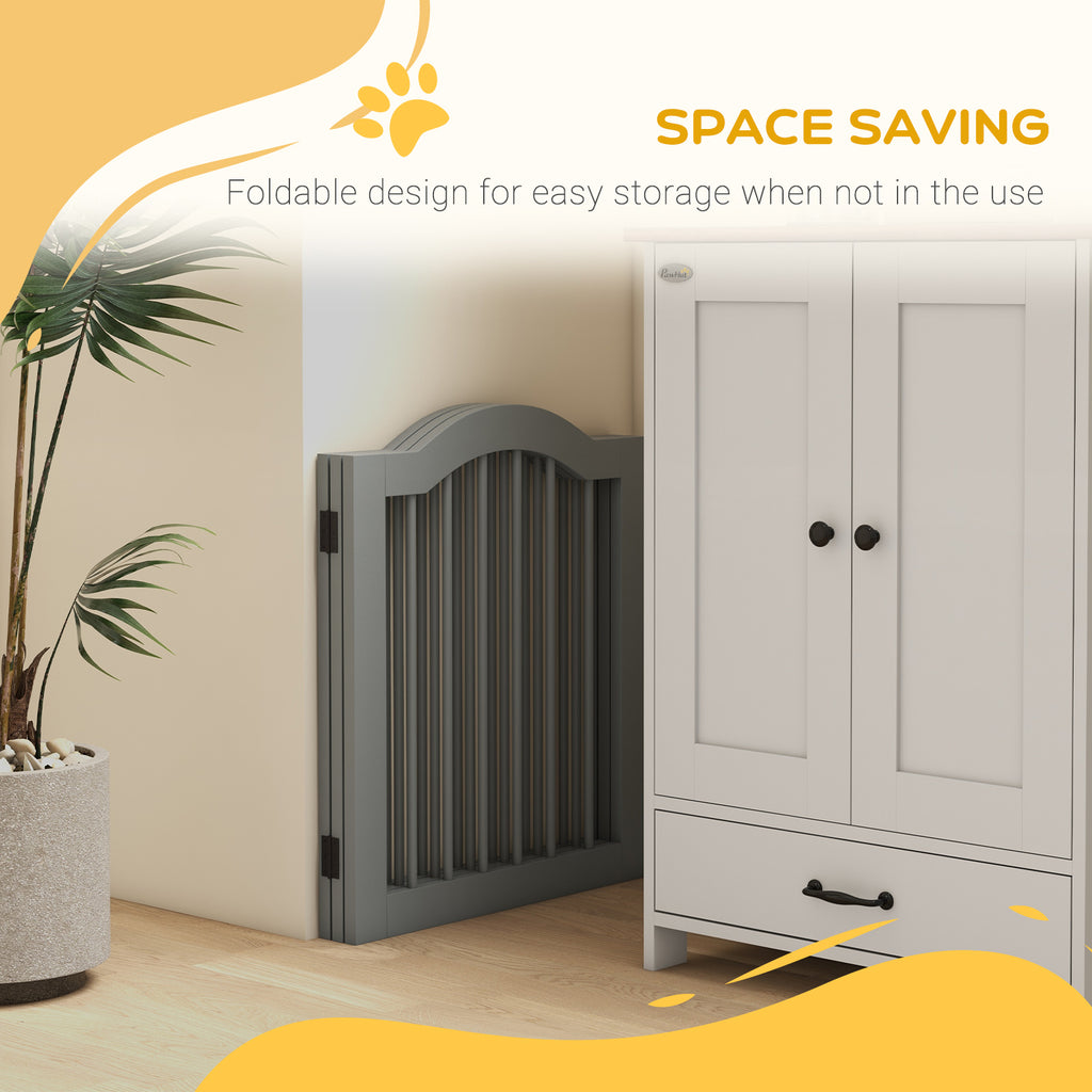 Three-panel freestanding wooden dog gate – image 4