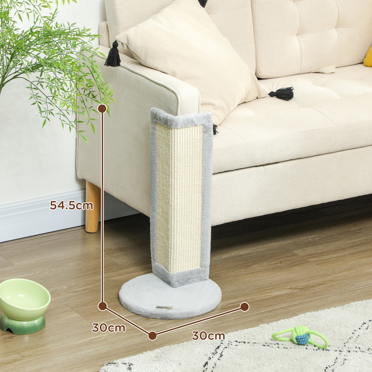 PawHut Corner Cat Scratching Post – Grey, 56cm – product view 3