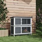 PawHut Two-Tier Rabbit Hutch – Grey, 97cm – product view 2