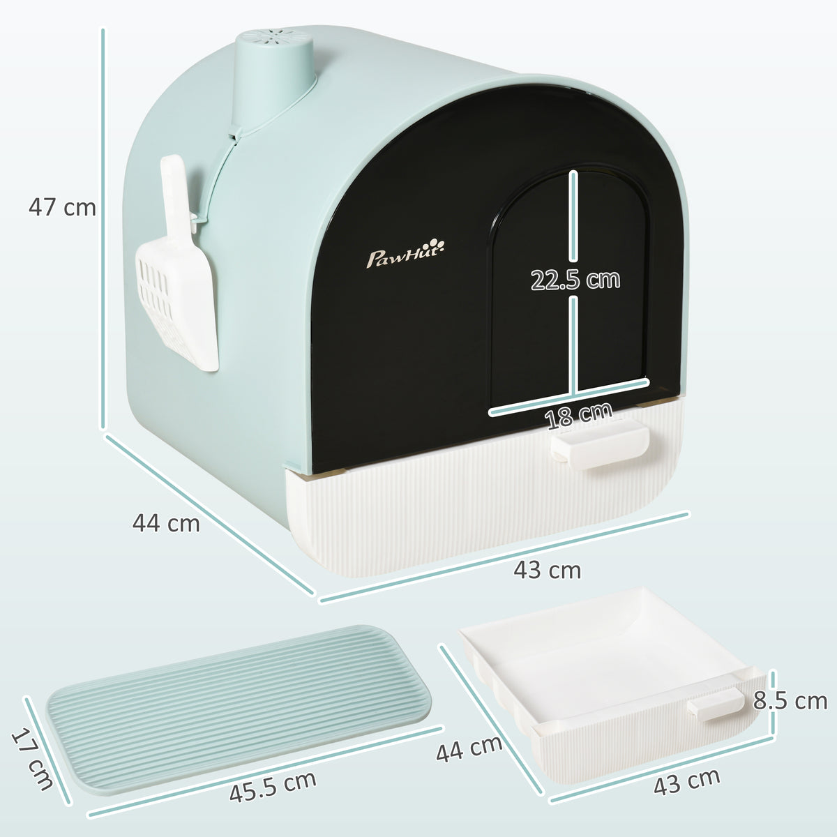 Hooded cat litter box with flap door – image 4