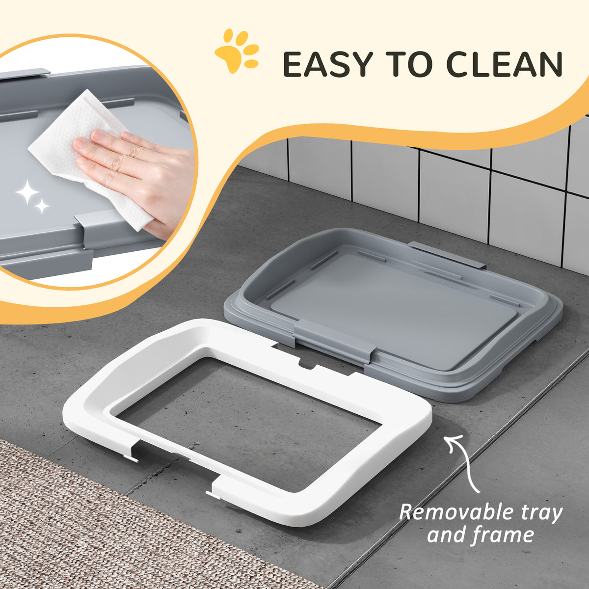 PawHut Dog Toilet Tray – Grey, 46.5cm – product view 5