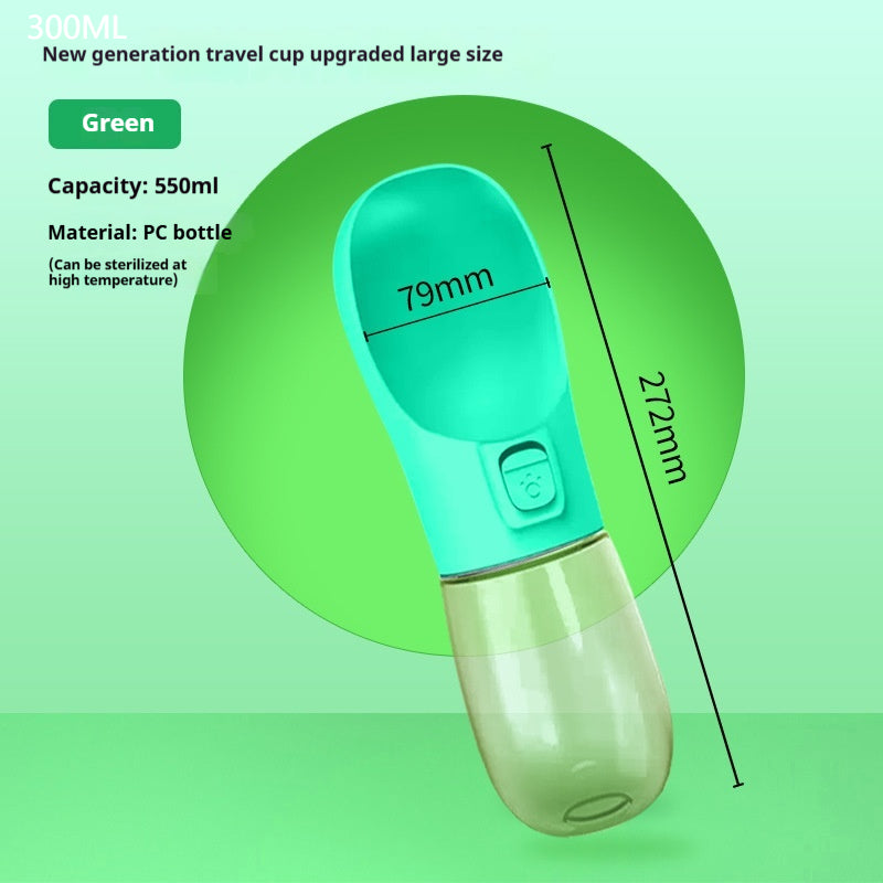 Portable pet water bottle – Green 300ml