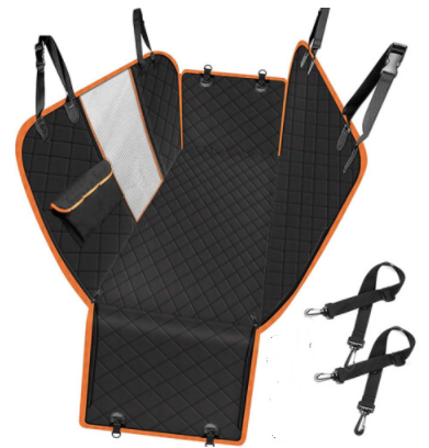 Dog car seat cover – Orange belt mesh