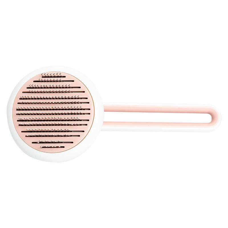 Self-cleaning pet grooming brush – Pink