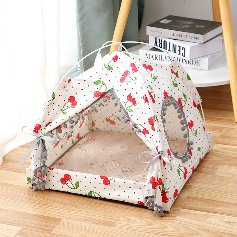 Enclosed cat tent bed – Cherry