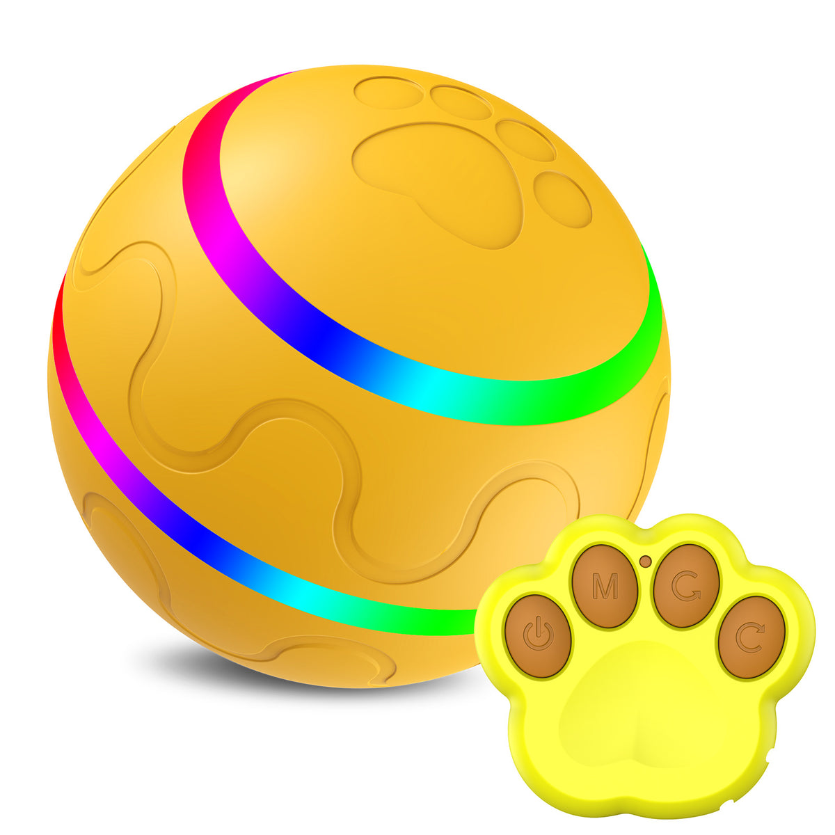 Remote-control rechargeable pet ball toy – Yellow