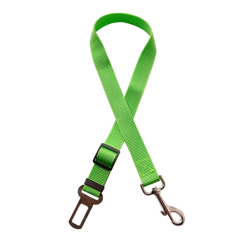 Adjustable pet car seat restraint strap – Green
