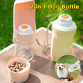 Two-in-one travel dog water bottle and food container outdoors