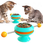Rotating catnip cat toy in Lake Blue