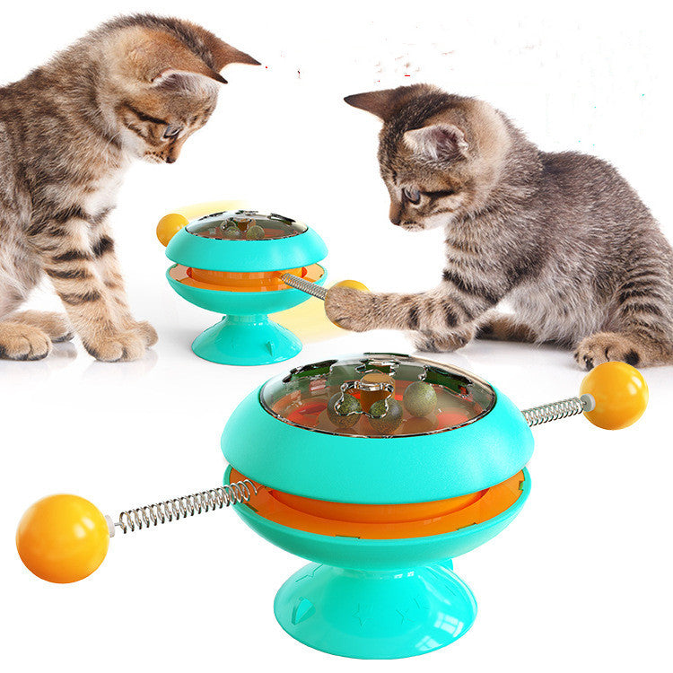 Rotating catnip cat toy in Lake Blue