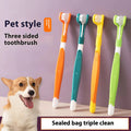 Three-sided pet toothbrushes in six colour options